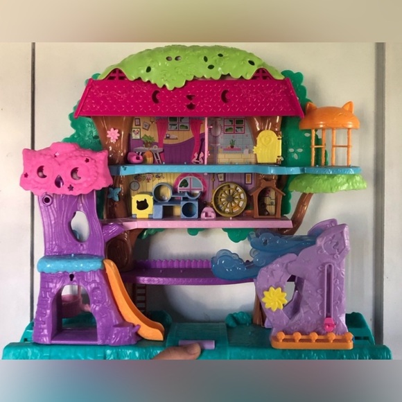 Polly Pocket Other - POLLY POCKET - DOLLHOUSE PET ADVENTURE TREEHOUSE - Expandable with child wand